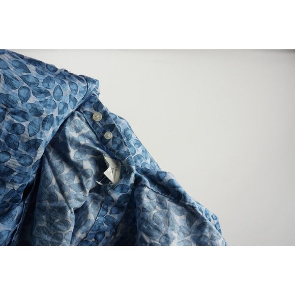 William Hunt Savile Row Men's 15.5 Blue Floral Cotton Luxury Button Up Shirt - Picture 7 of 10